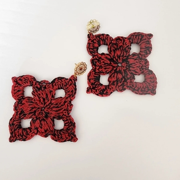 LARGE Earrings, Crochet Earrings, Earrings - Picture 2 of 3
